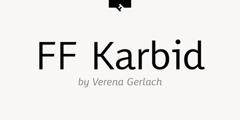 Card displaying FF Karbid typeface in various styles
