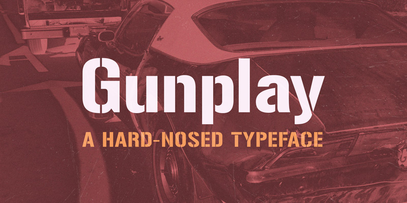 Card displaying Gunplay typeface in various styles