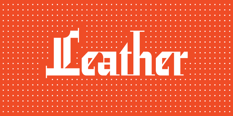 Card displaying Leather typeface in various styles