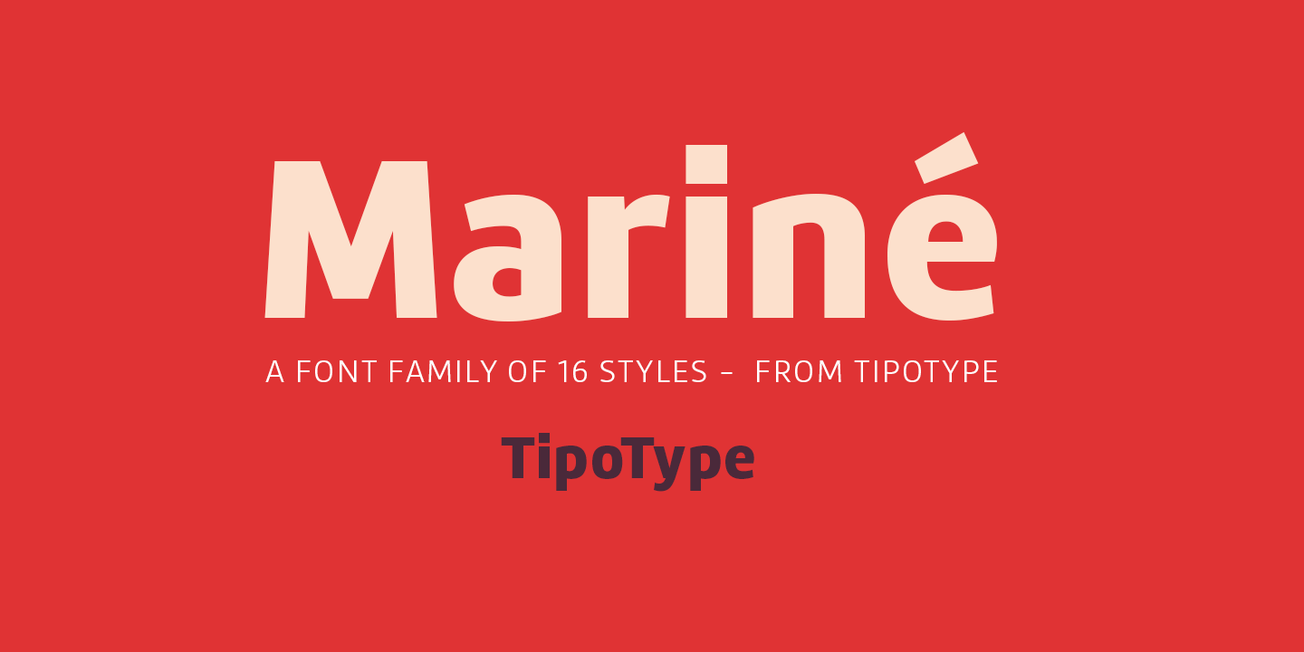 Card displaying Mariné typeface in various styles