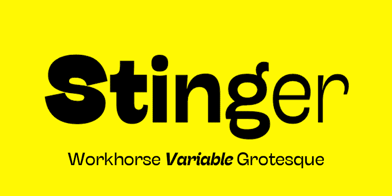 Card displaying Stinger Variable typeface in various styles