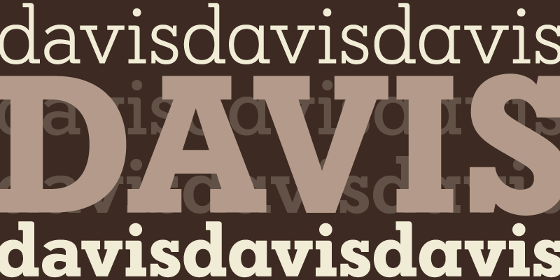 Card displaying Davis typeface in various styles