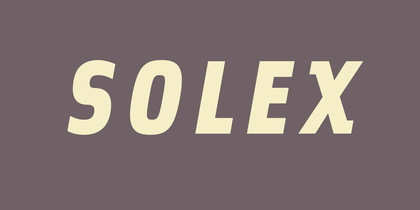 Card displaying Solex typeface in various styles