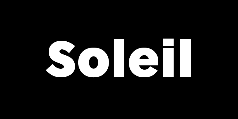 Card displaying Soleil typeface in various styles