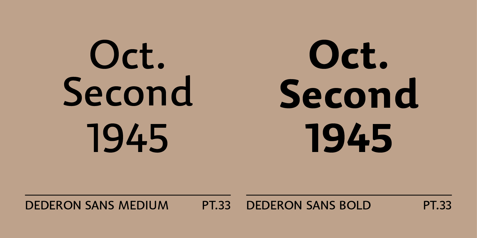 Card displaying Dederon Sans typeface in various styles