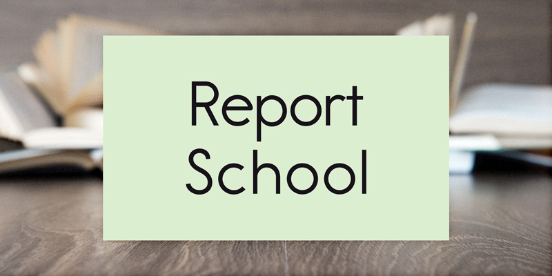 Card displaying Report School typeface in various styles