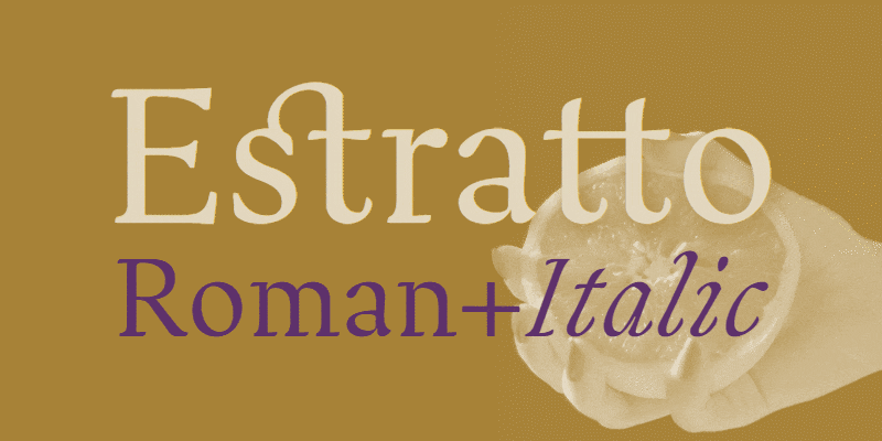 Card displaying Estratto Variable typeface in various styles