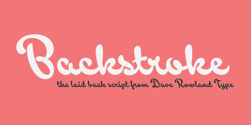 Card displaying Backstroke typeface in various styles