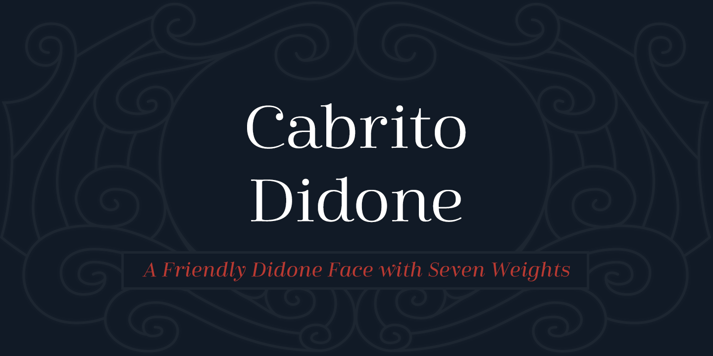 Card displaying Cabrito Didone typeface in various styles