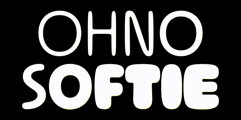 Card displaying Ohno Softie Variable typeface in various styles