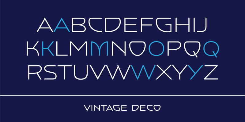 Card displaying Vintage Deco typeface in various styles