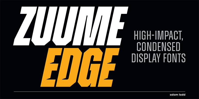 Card displaying Zuume Edge typeface in various styles