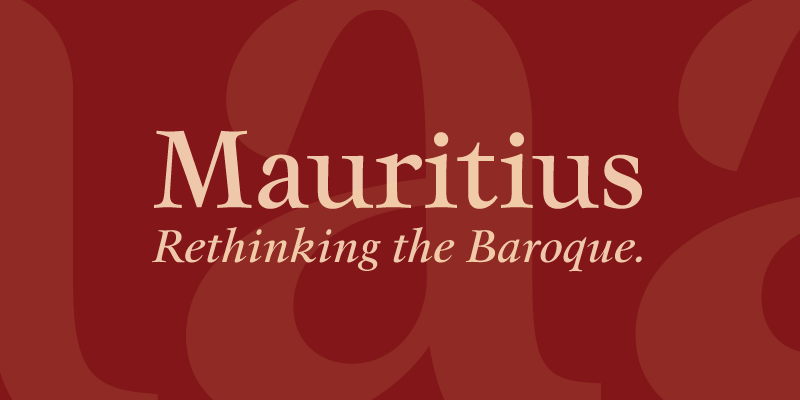 Card displaying Mauritius typeface in various styles