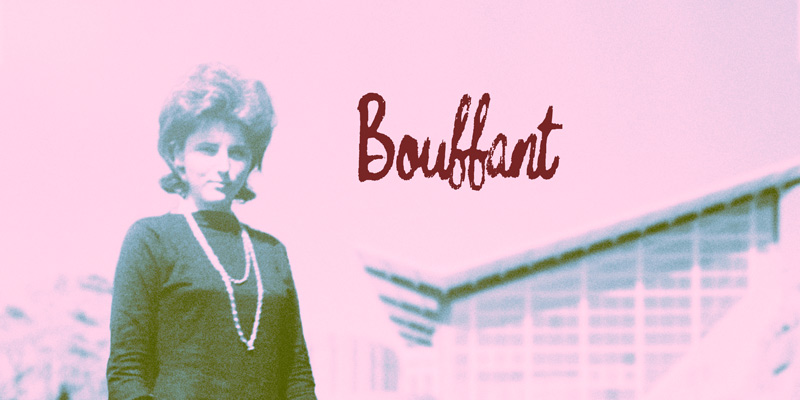 Card displaying Bouffant typeface in various styles