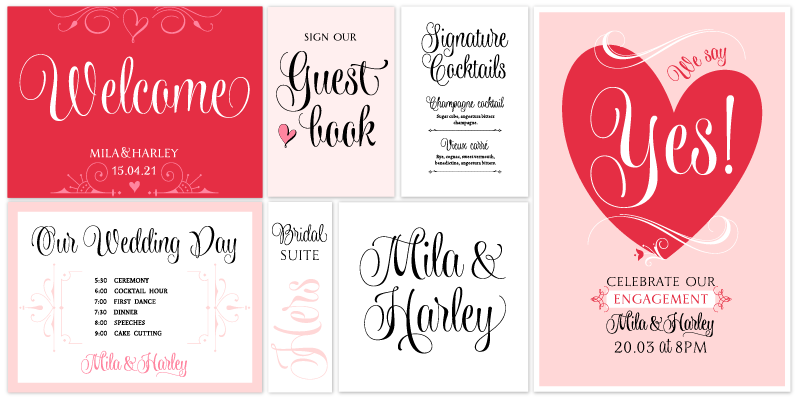 Card displaying Wishes Display typeface in various styles