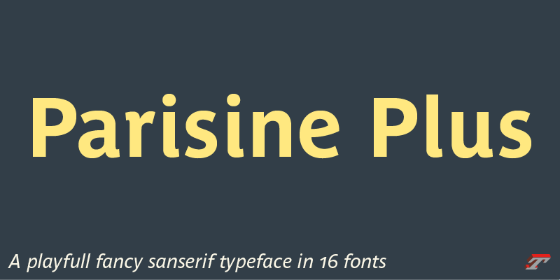 Card displaying Parisine Plus typeface in various styles