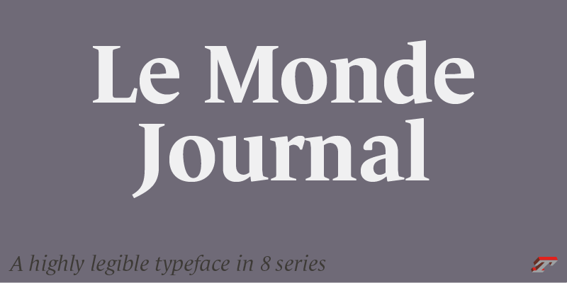 Card displaying Le Monde Journal typeface in various styles