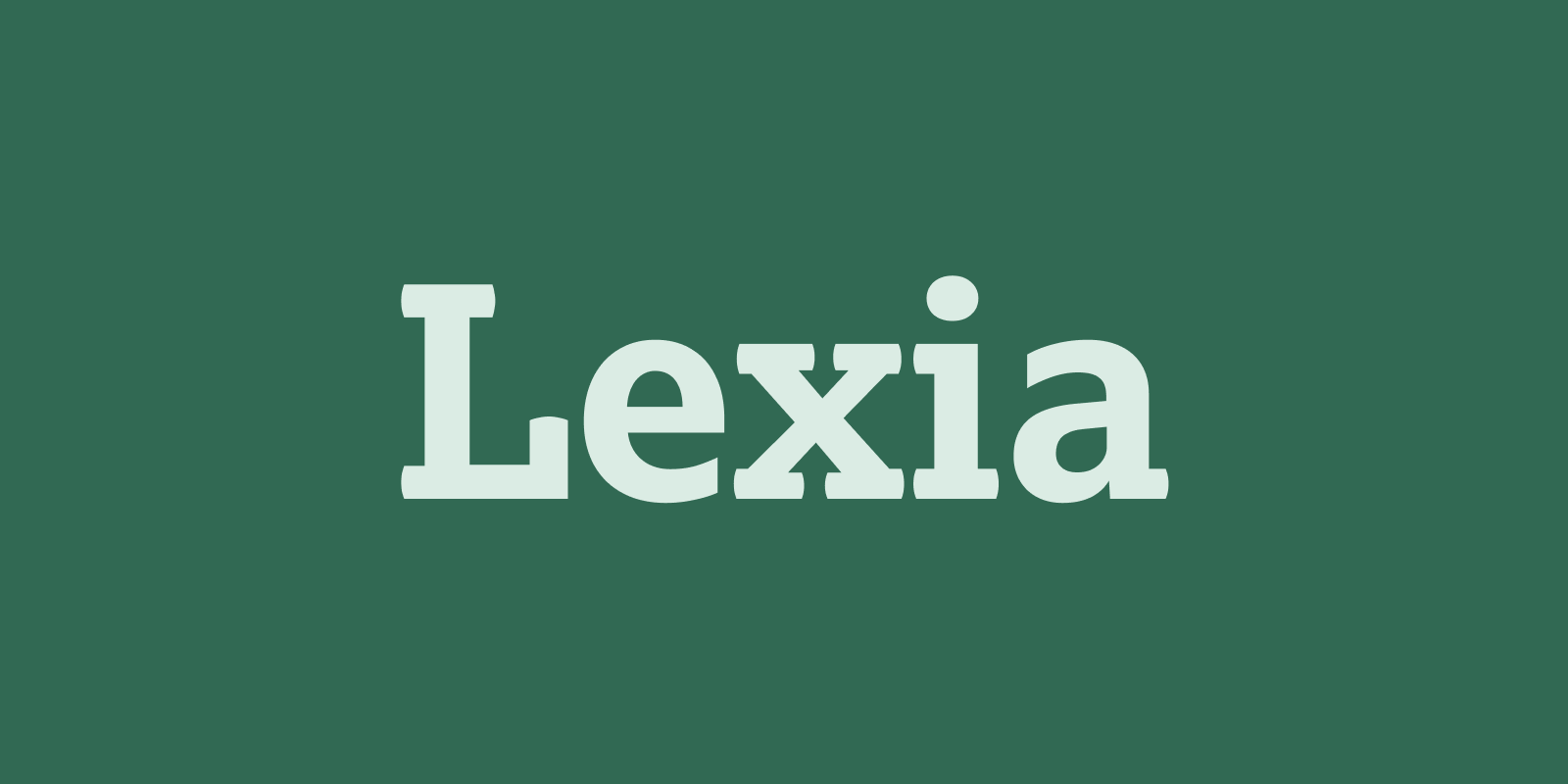 Card displaying Lexia typeface in various styles