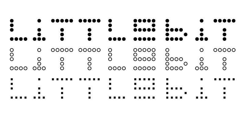Card displaying Littlebit Variable typeface in various styles