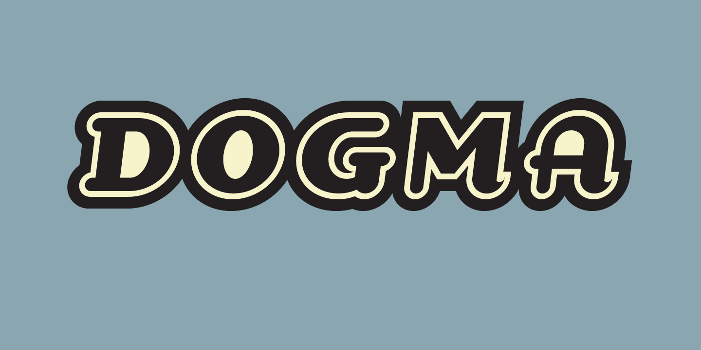 Card displaying Dogma typeface in various styles