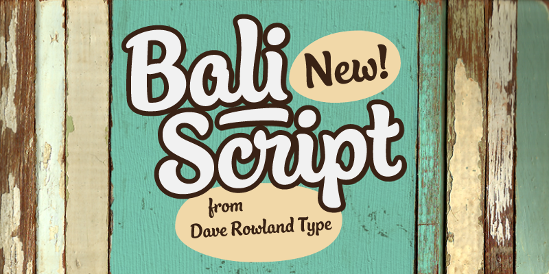 Card displaying Bali Script typeface in various styles