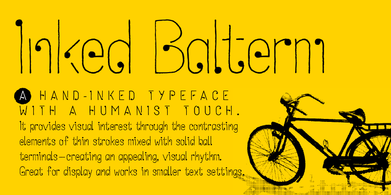 Card displaying Inked Balterm typeface in various styles