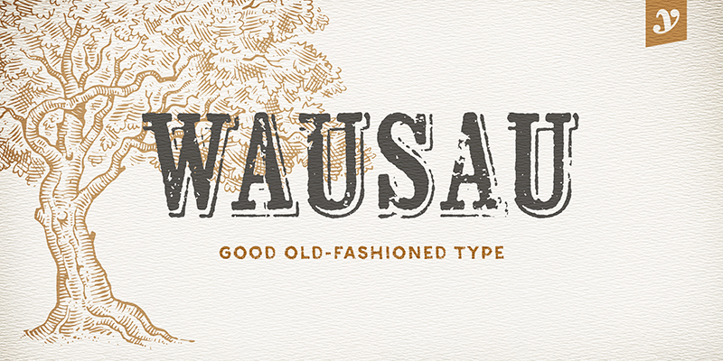 Card displaying Wausau typeface in various styles