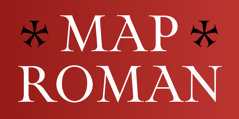 Card displaying Map Roman typeface in various styles